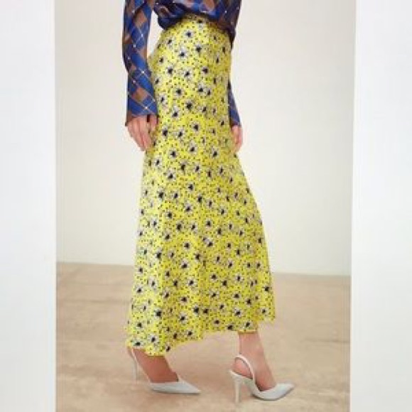 Zara Yellow Floral MIDI Slip Skirt - Picture 11 of 12